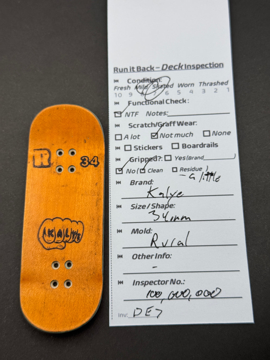 Kayle 34mm Rage inspection card and deck