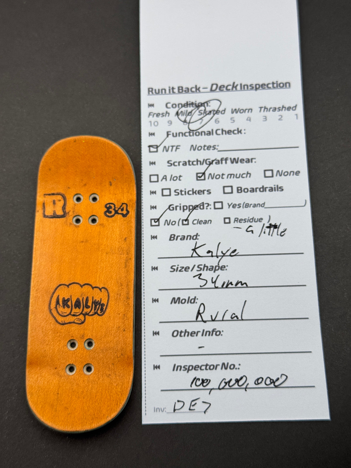 Kayle 34mm Rage inspection card and deck
