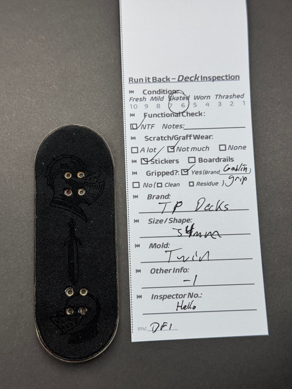 Top Decks 34mm Twin inspection card