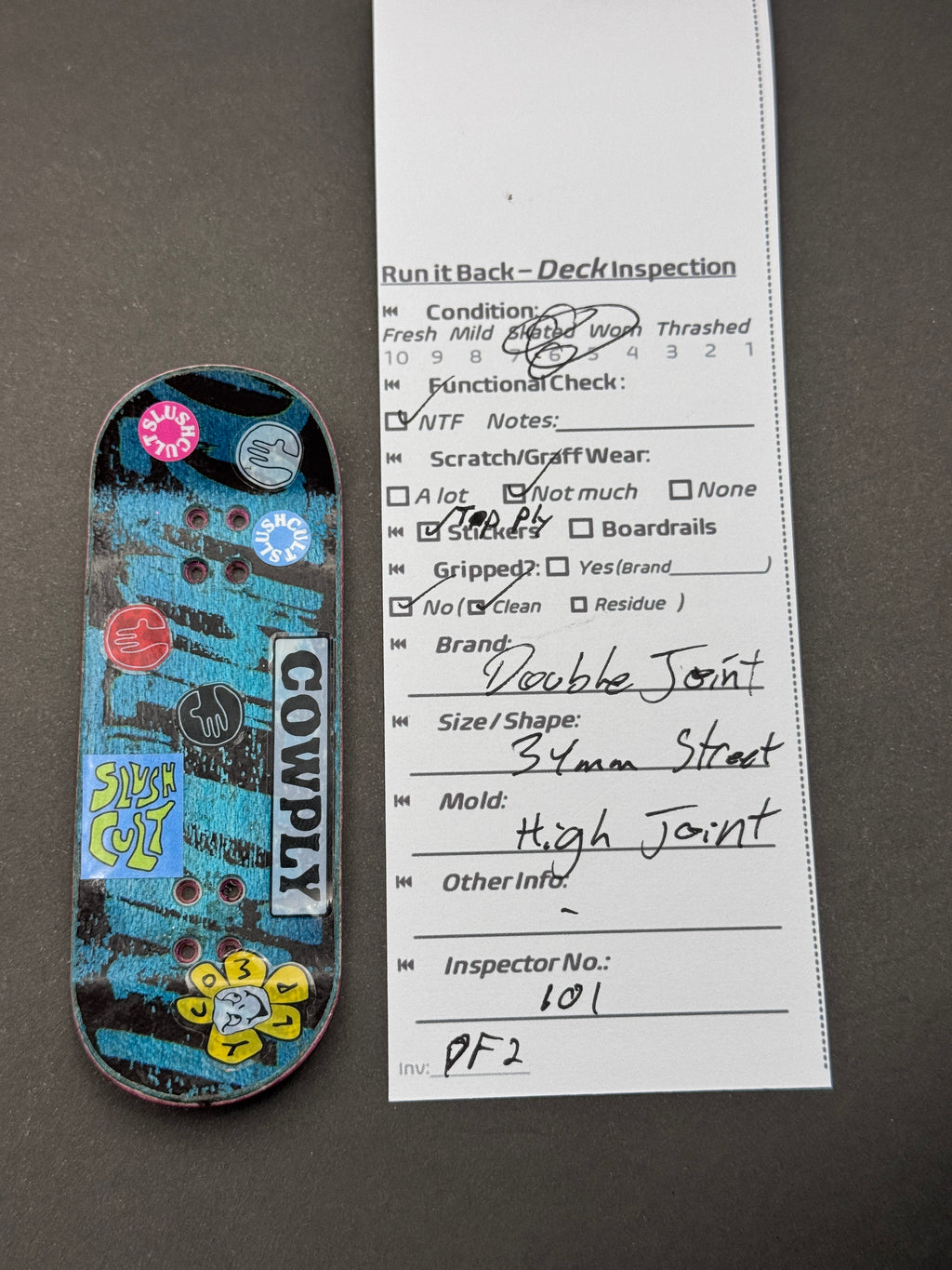 Cowply 34mm Street High Joint inspection card