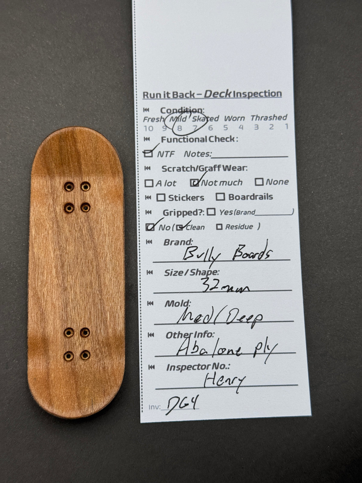 Bully Boards 32mm Med/Deep inspection card
