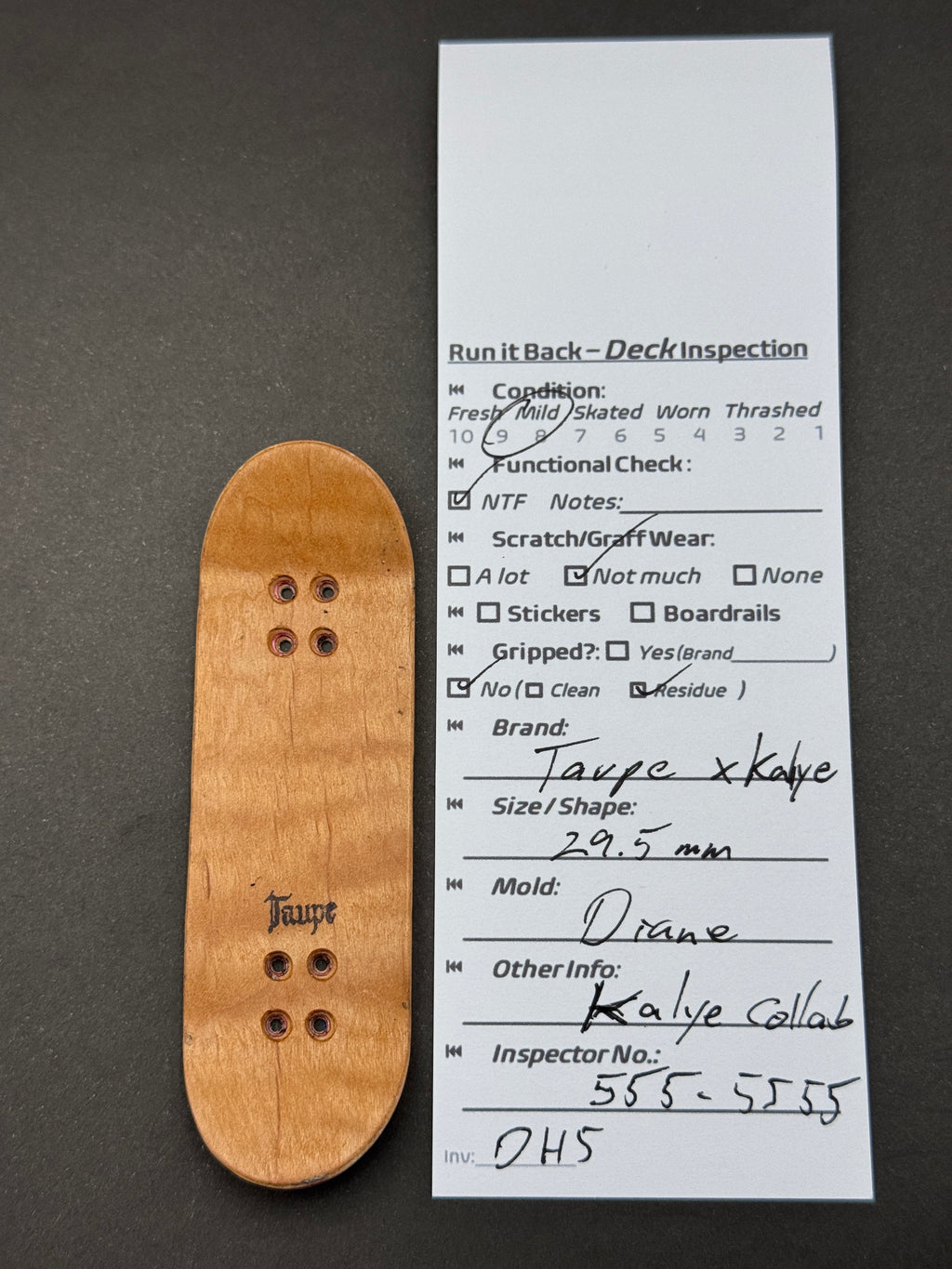 Tape x Kayle 29.5mm Diane inspection card