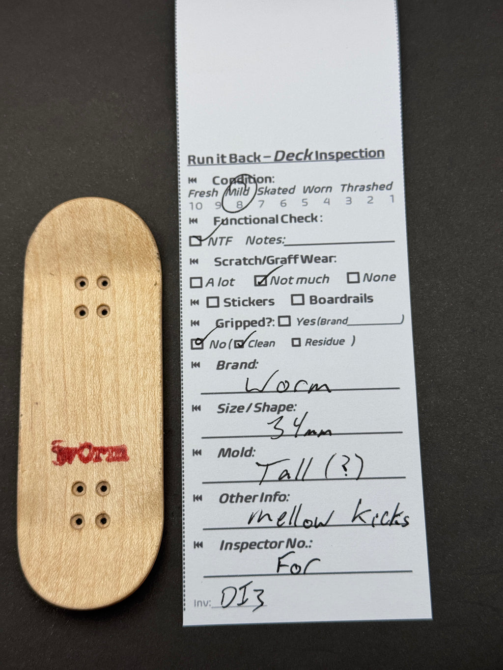 Loom deck inspection card