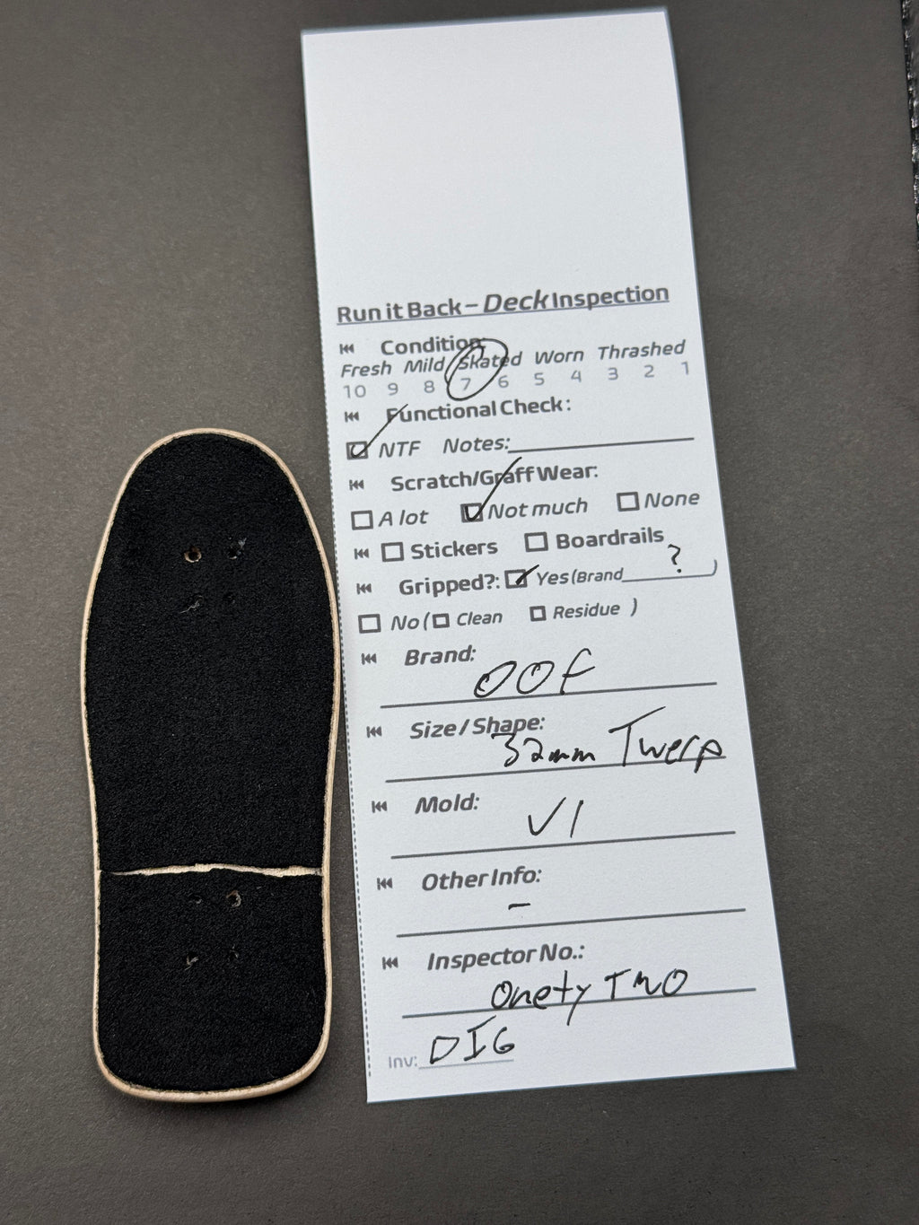 JOF deck inspection card