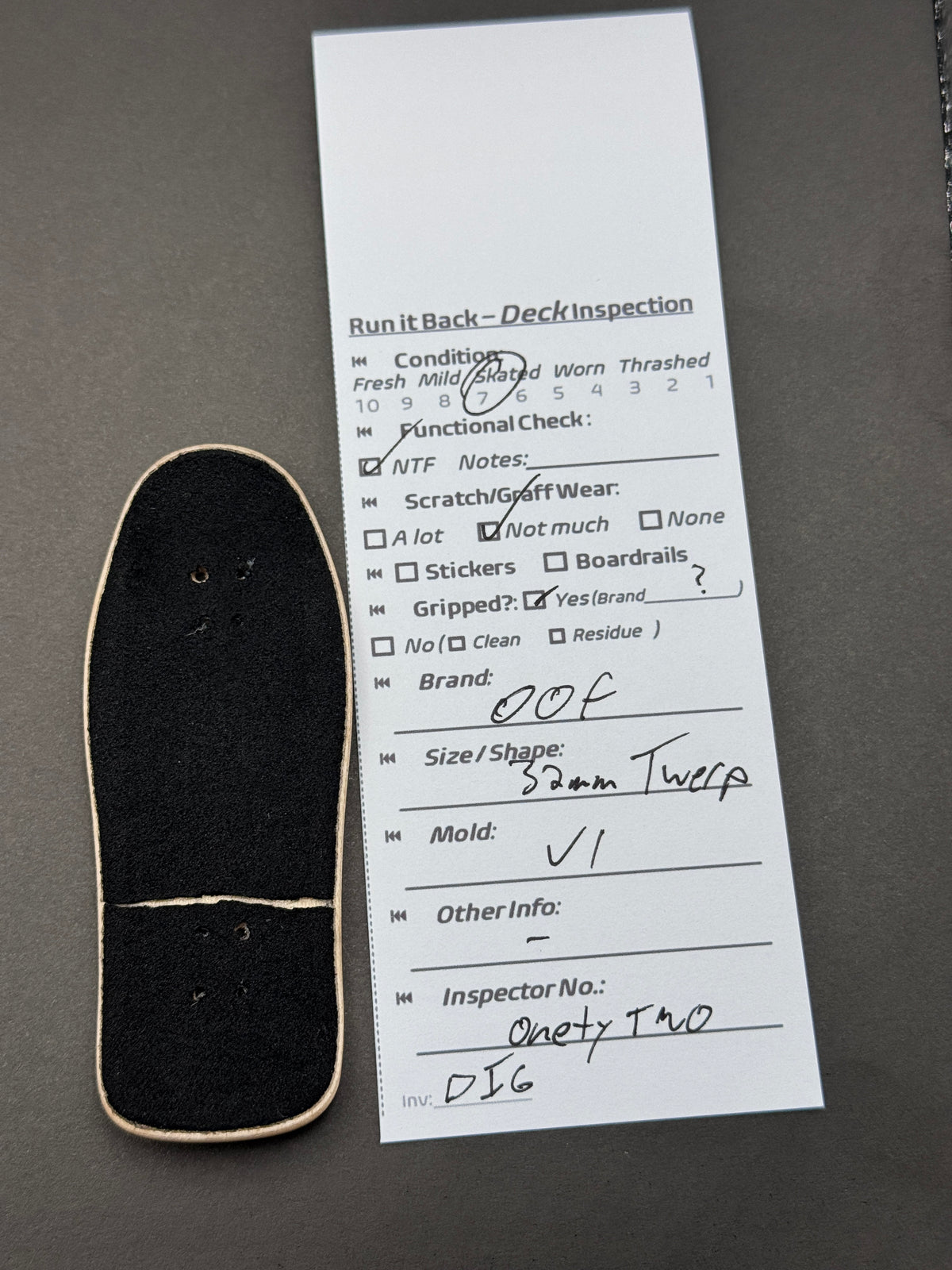 JOF deck inspection card