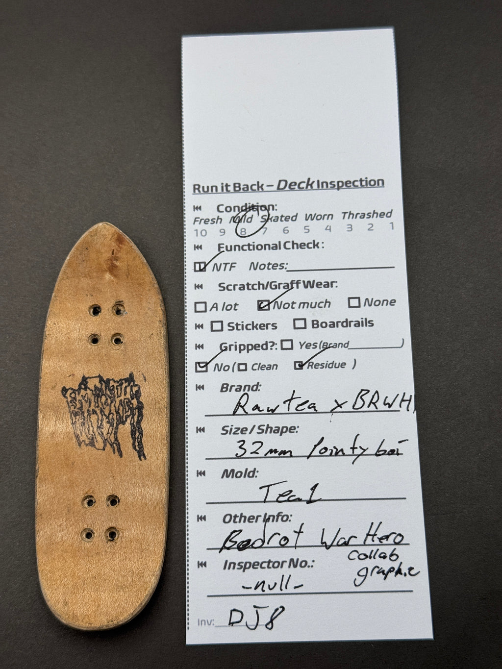 RawTea x BRWH deck inspection card