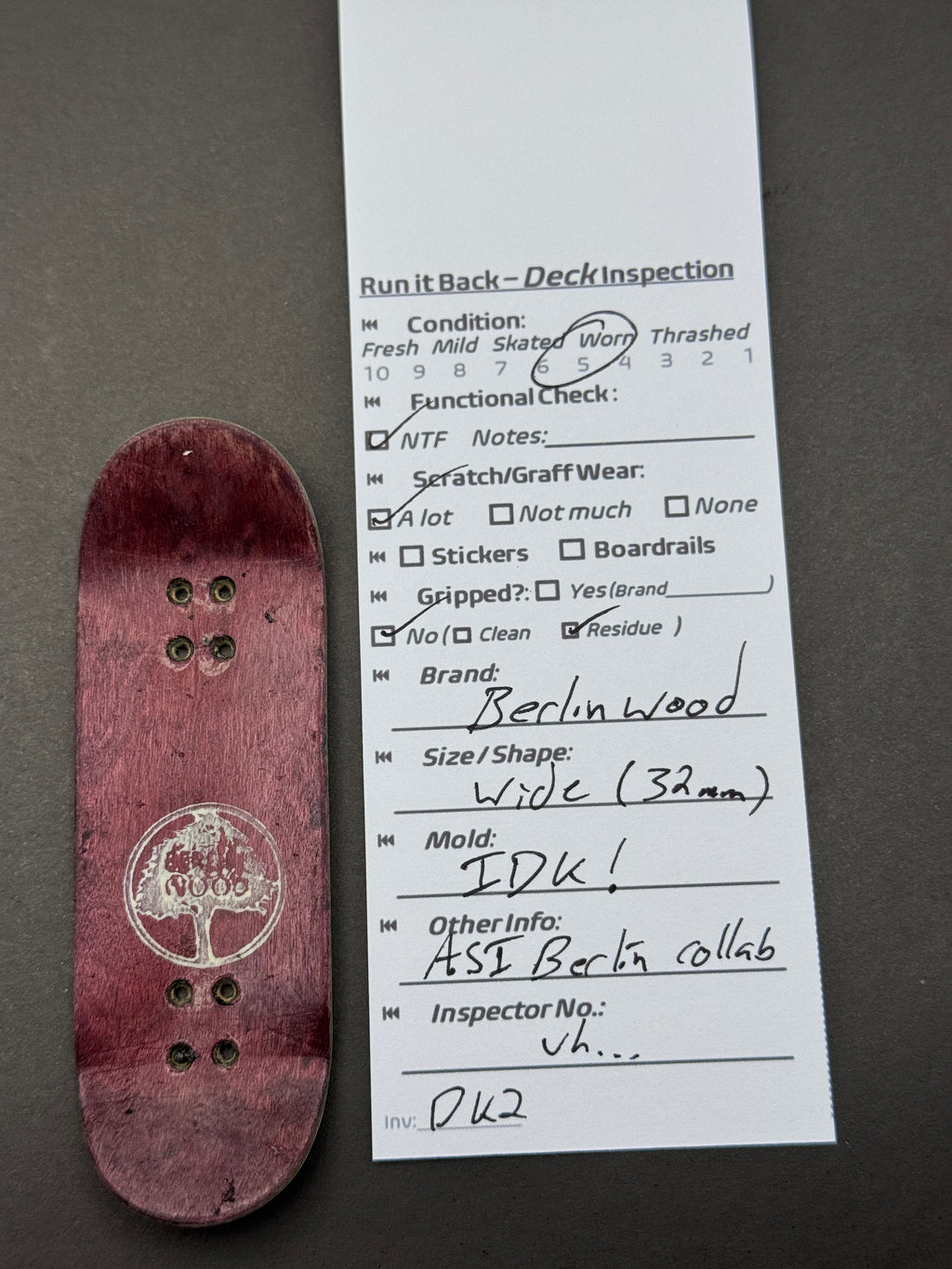 Berlinwood deck inspection card