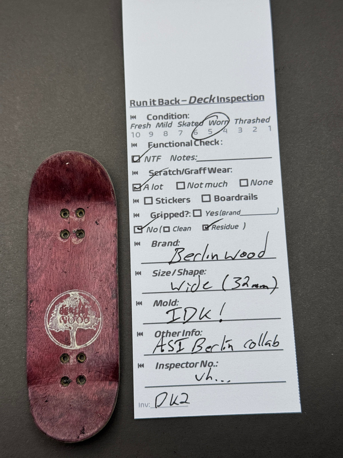Berlinwood deck inspection card