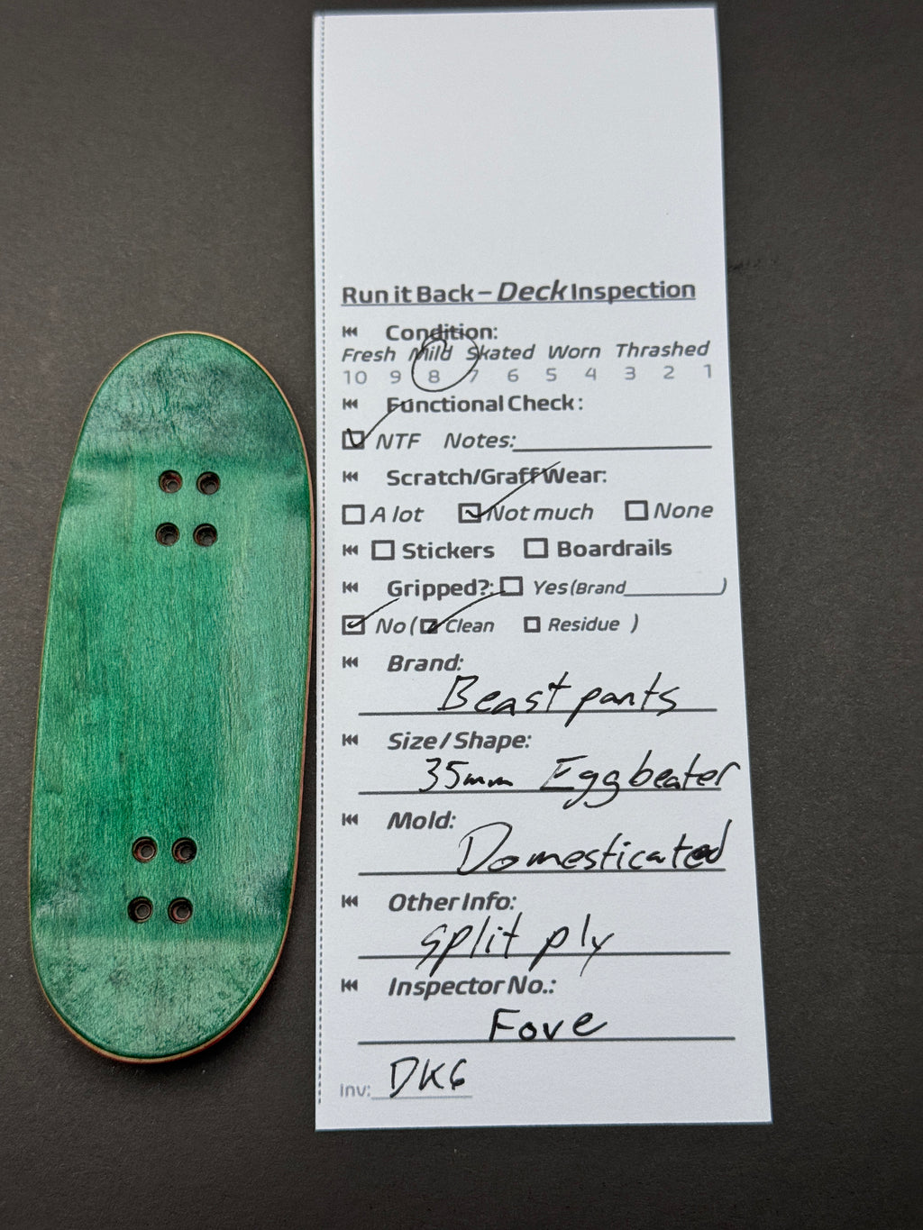 3CH1 deck inspection card