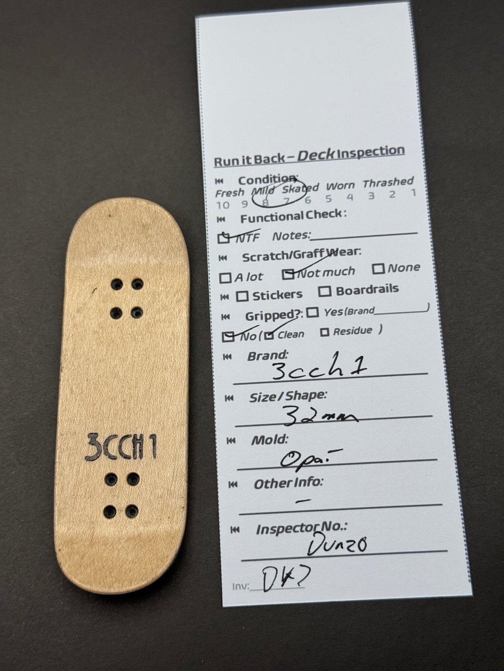 3CH1 deck inspection card