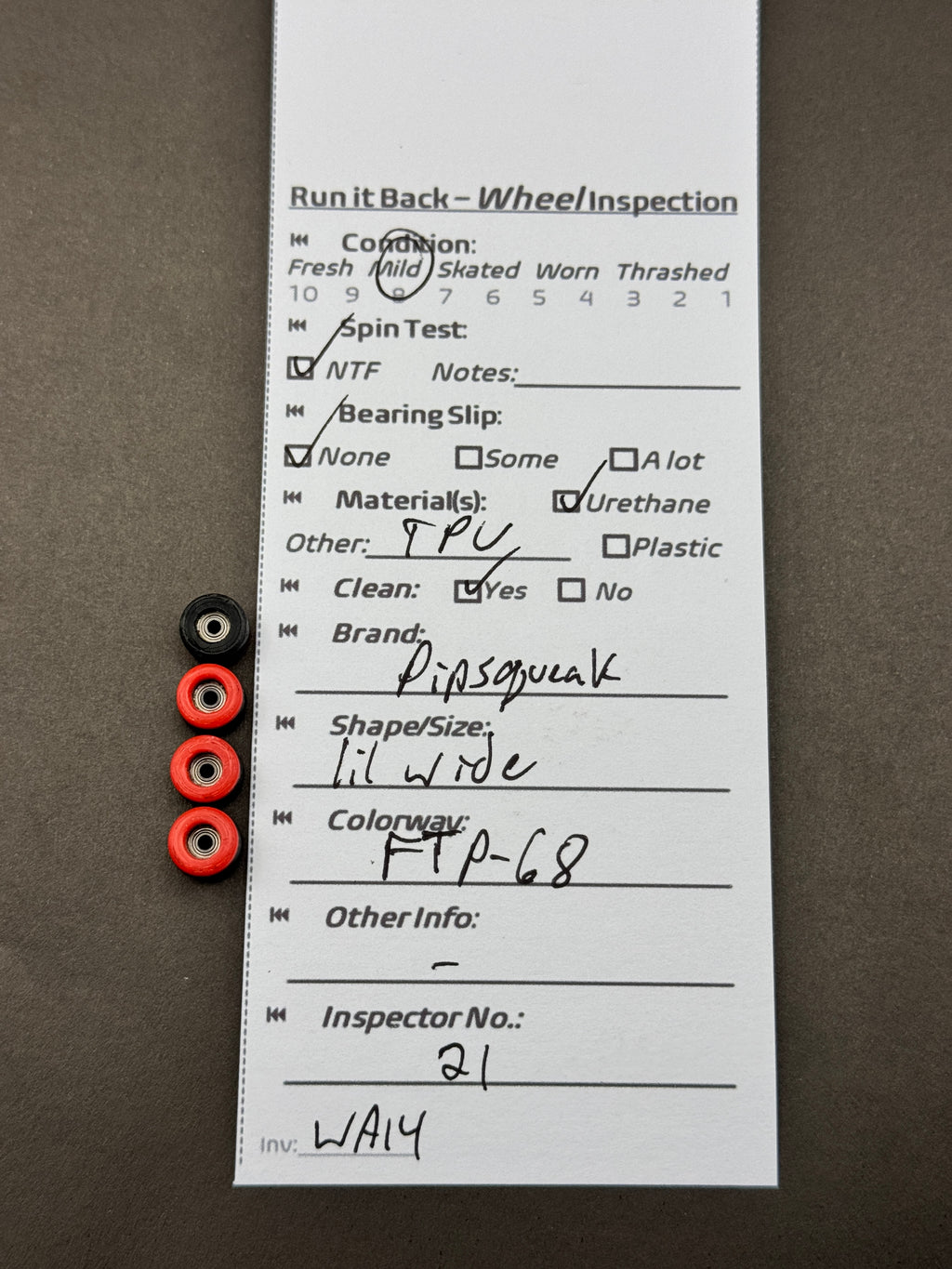Pipsqueak Lil Wide P1P-68 inspection card