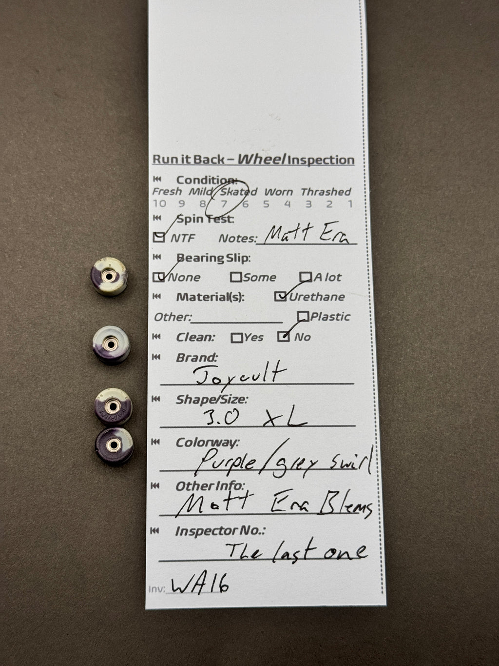 Jocult 3.0 XL Purple Grey Swirl inspection card
