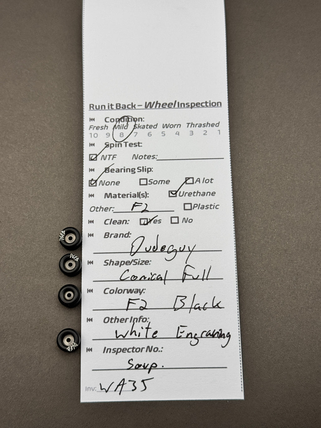Pudgy F2 Conical F2 Black inspection card