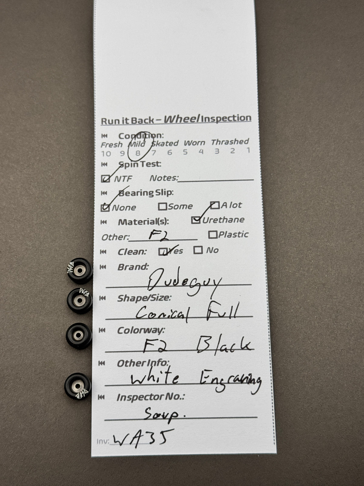 Pudgy F2 Conical F2 Black inspection card