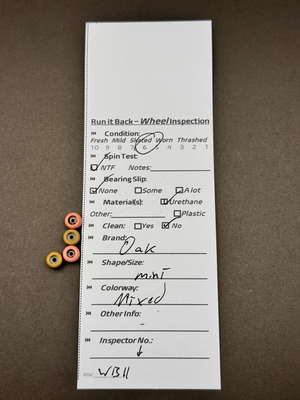 Oak mini Mixed inspection card