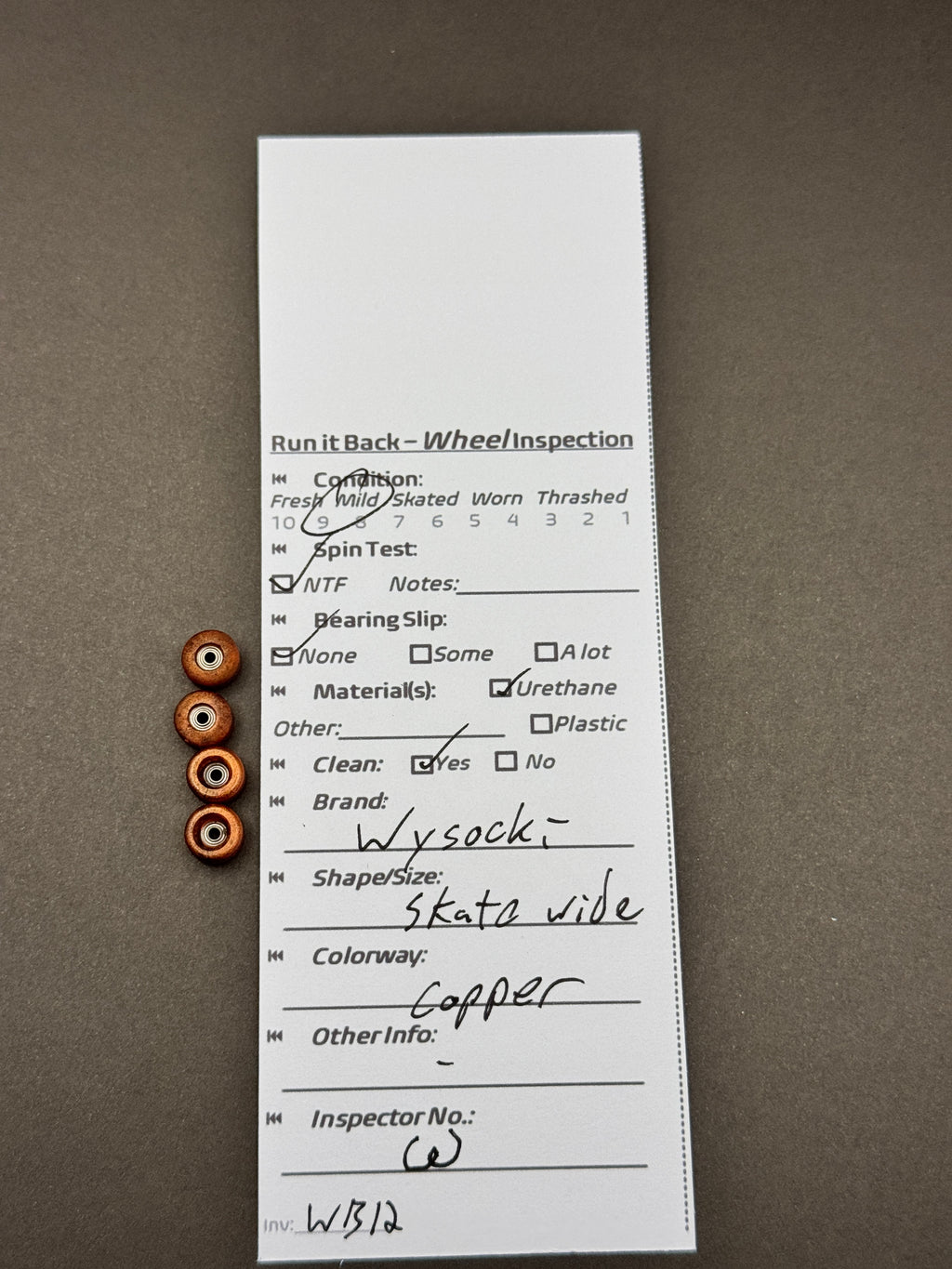 Wysocki Skate Wide Copper inspection card