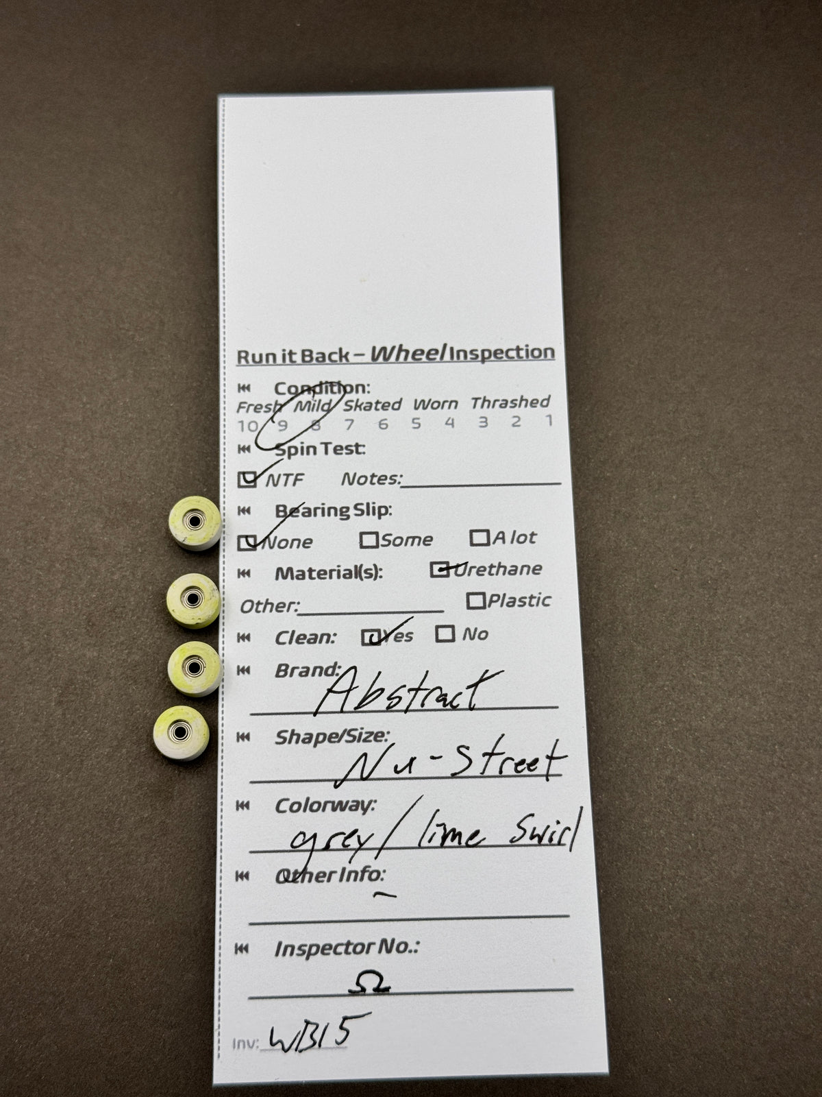 Abstract Mini-Street Grey Lime Swirl inspection card