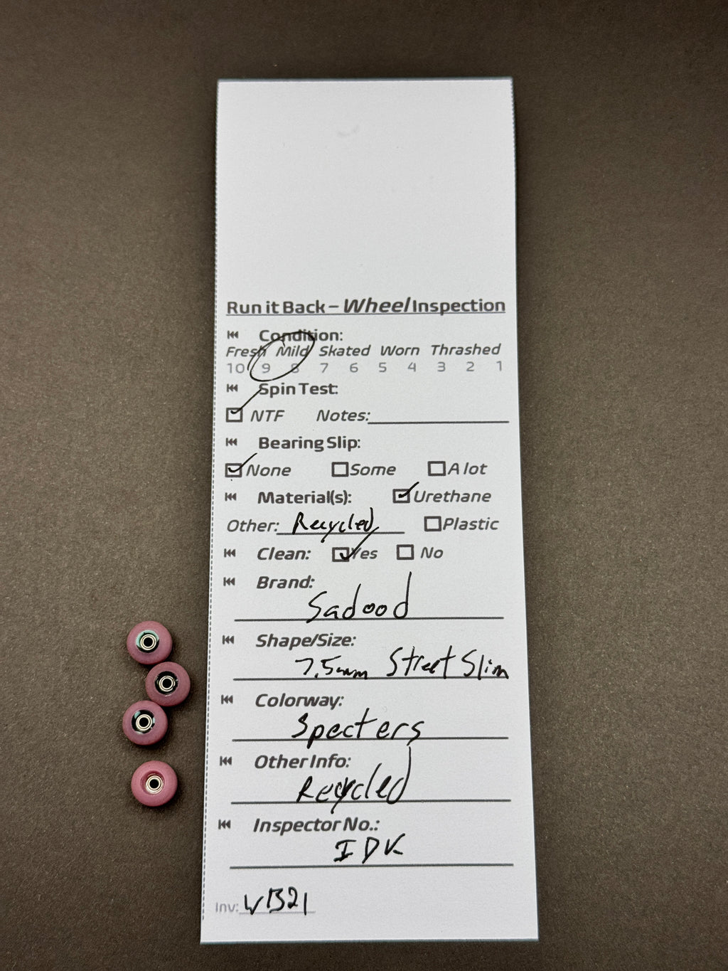 Sadood 7.5mm Street Slim Specters inspection card