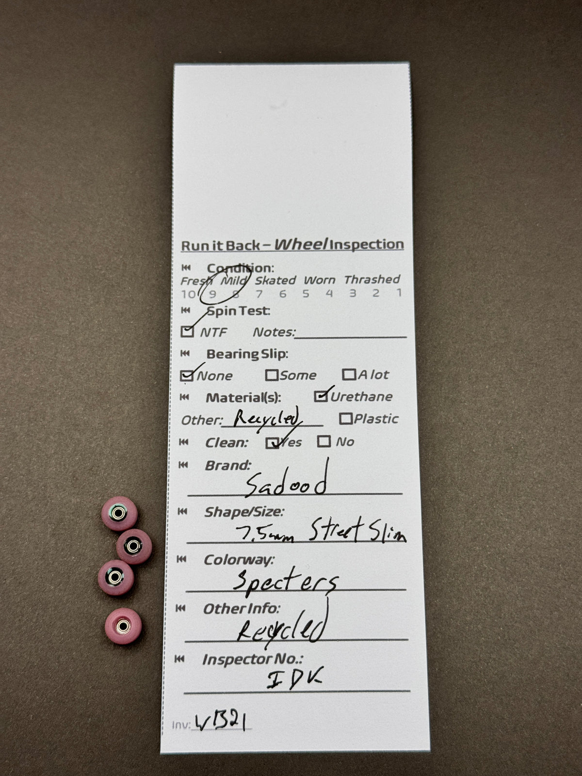 Sadood 7.5mm Street Slim Specters inspection card