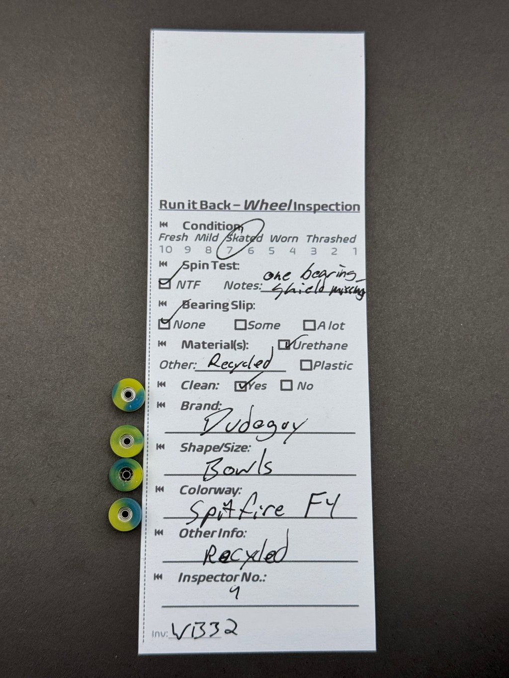 Dudeguy Bowls Sapphire Fly inspection card