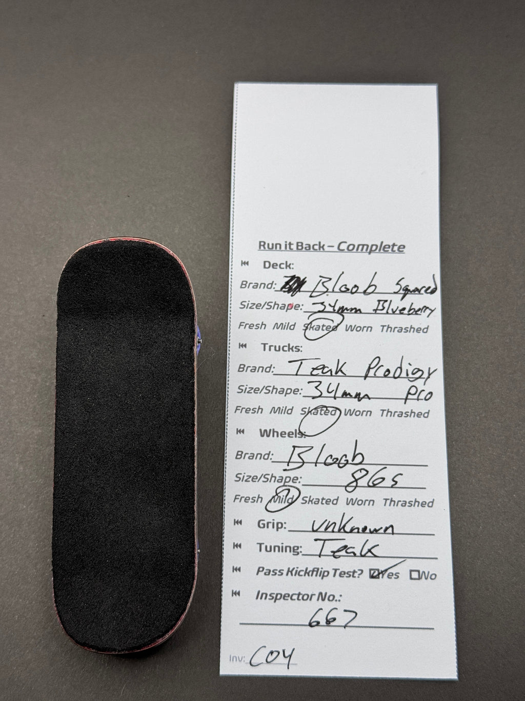 Bloob complete inspection card