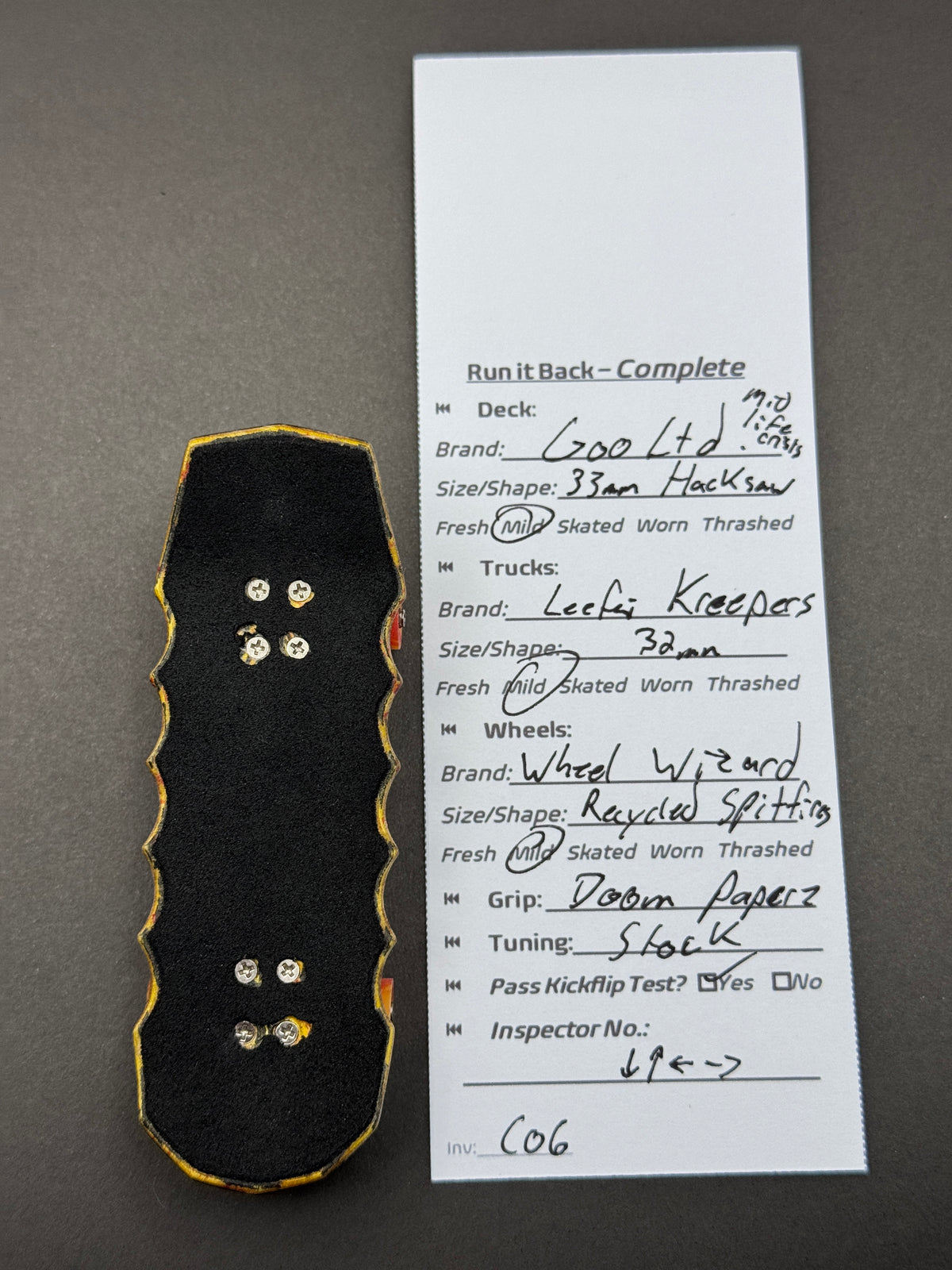 Cool Ltd complete inspection card