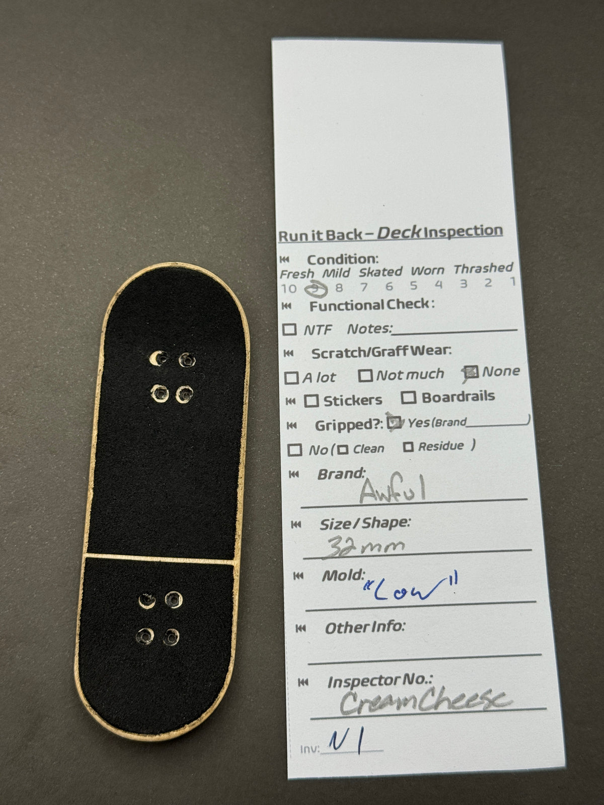 Awful deck inspection card, N1