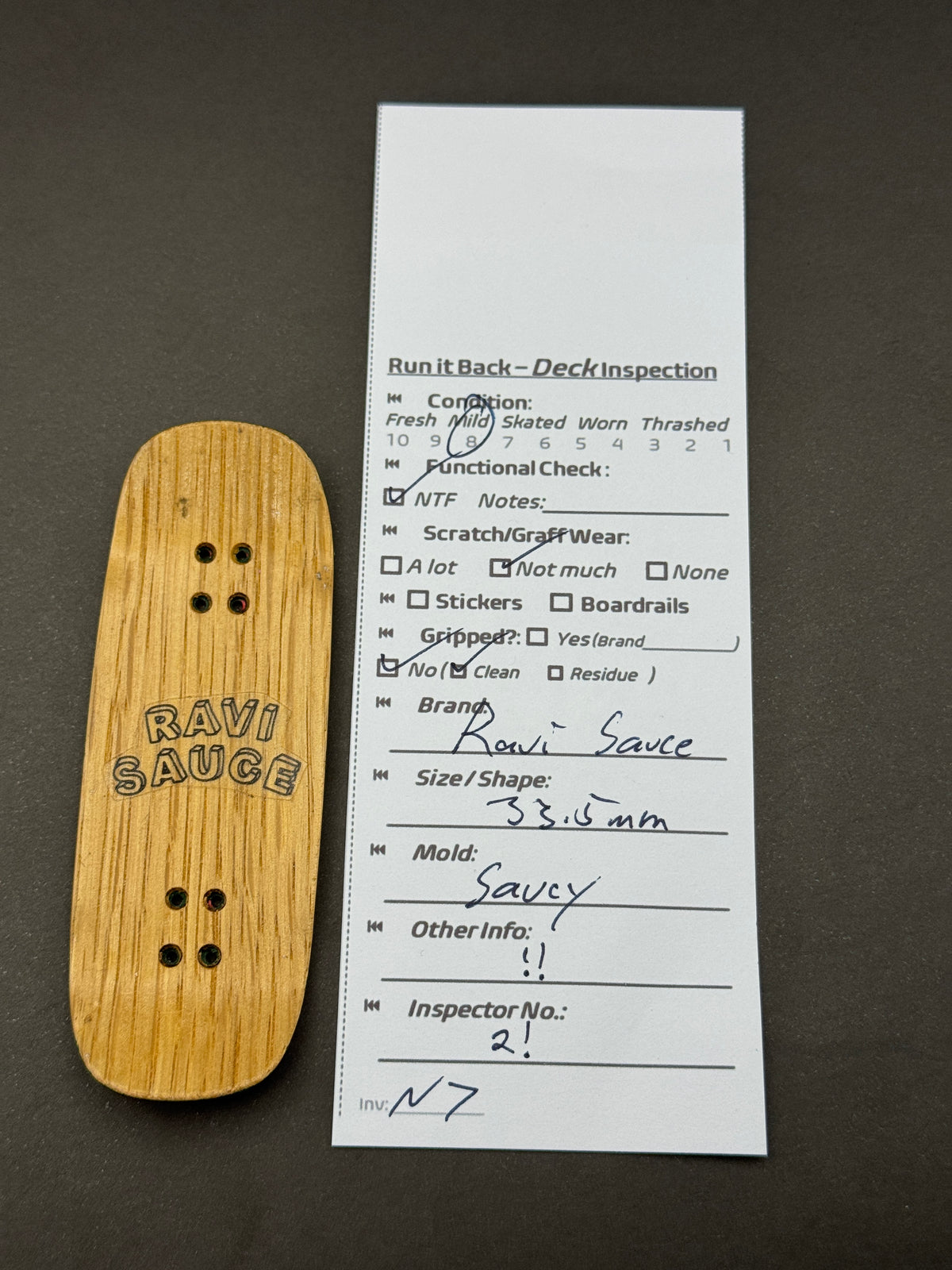 Ravi Sauce deck inspection card, N7