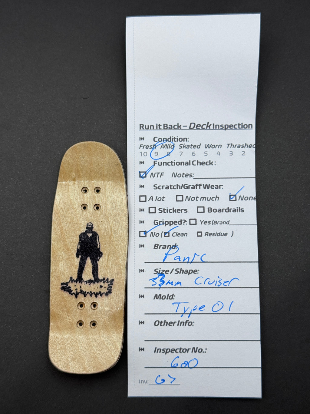 Panic deck inspection card, G7
