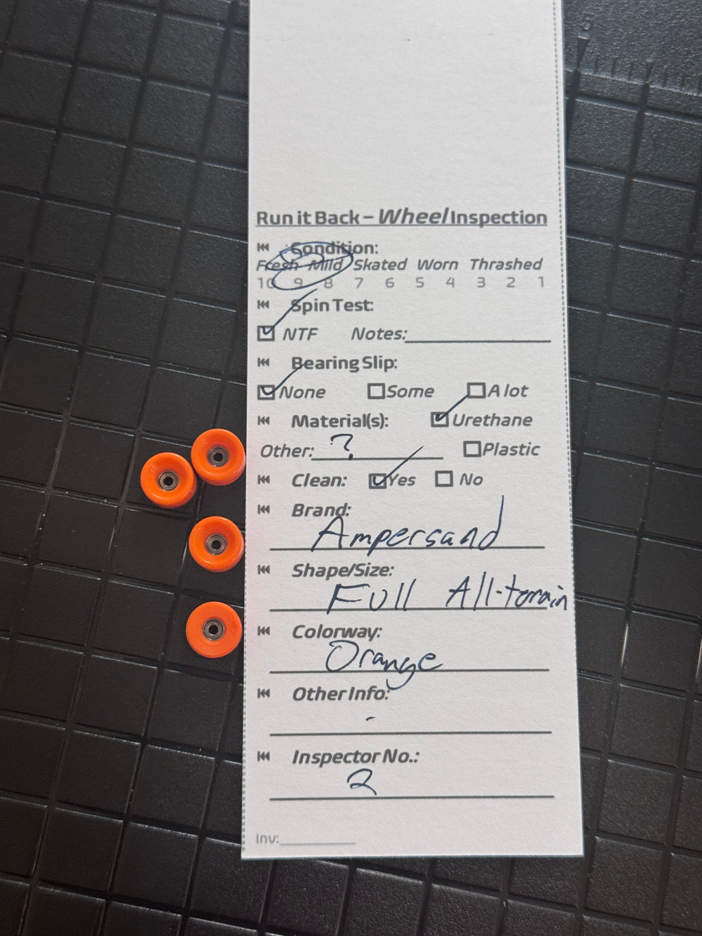 Ampersand Full All-Terrain Orange inspection card
