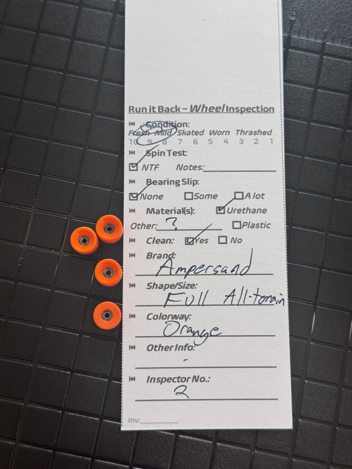 Ampersand Full All-Terrain Orange inspection card