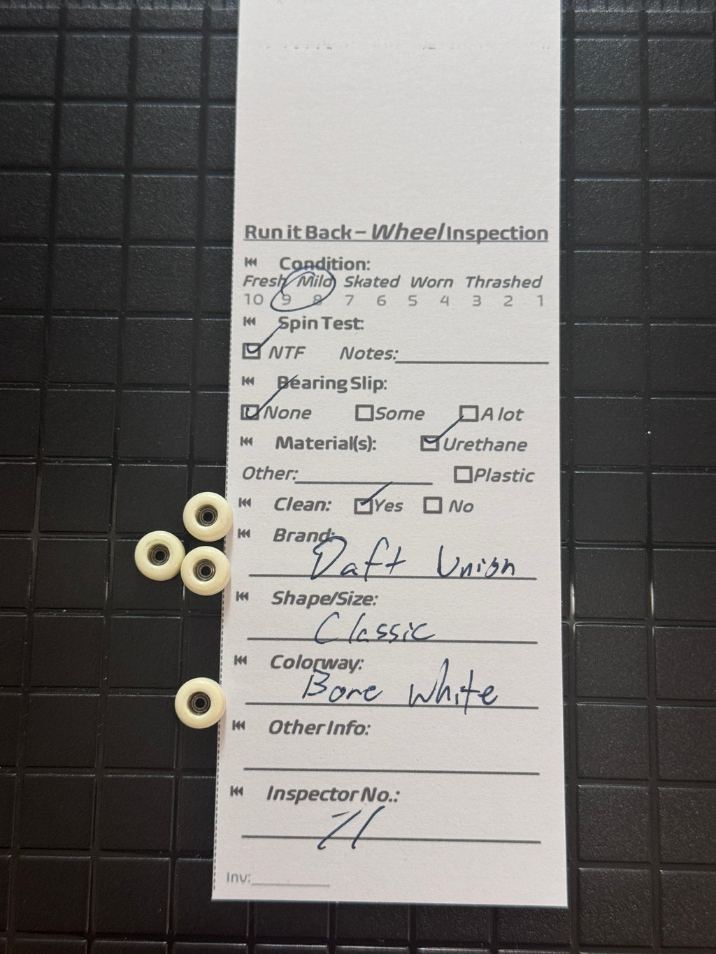 Daft Union Classic Bone White inspection card