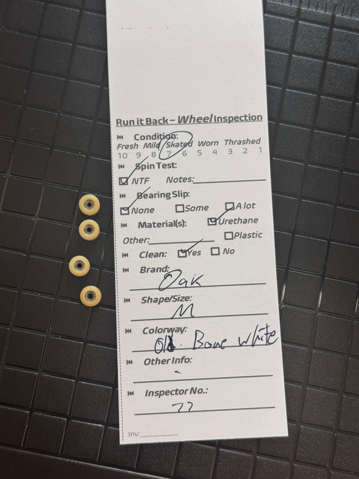 Oak M Old Bone White inspection card
