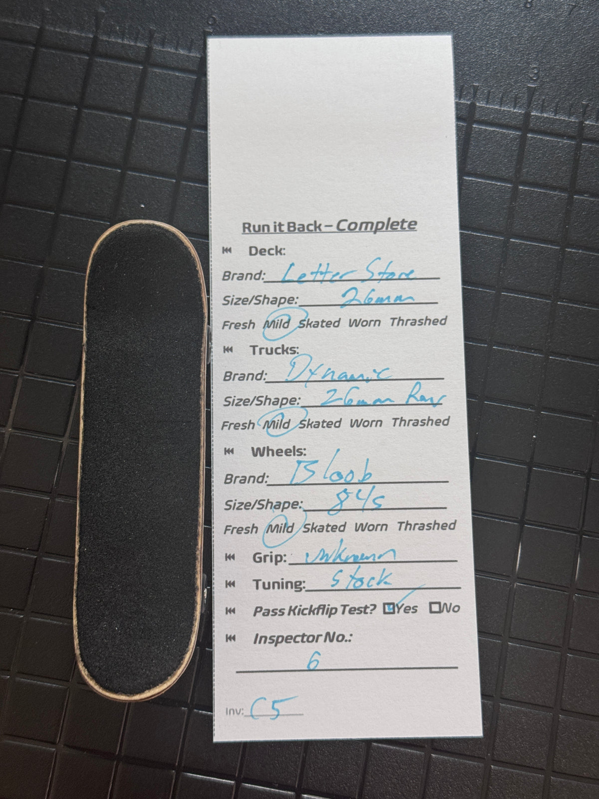 Inspection card