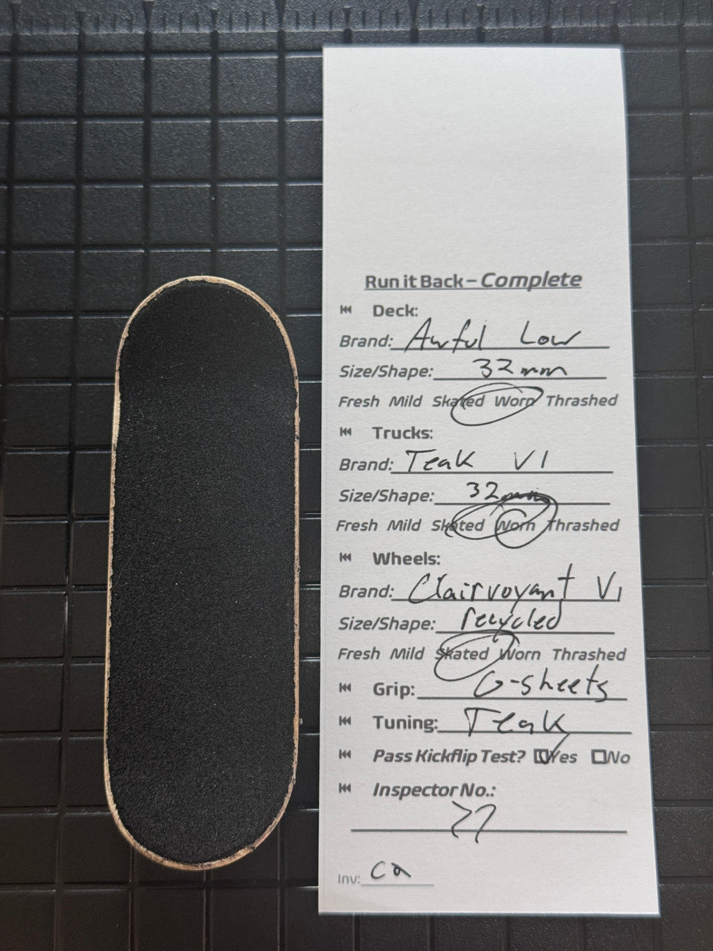 Inspection card