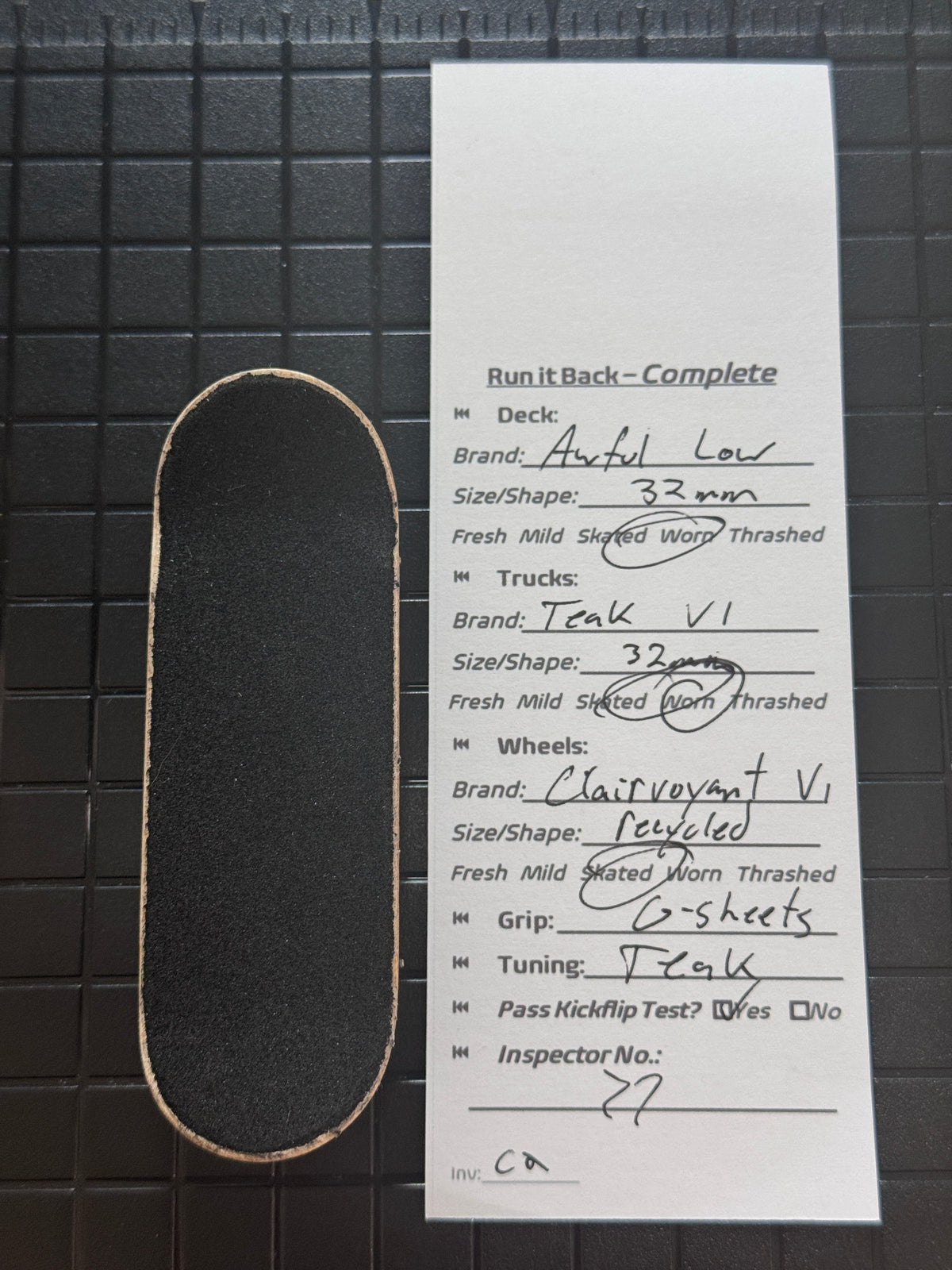 Inspection card