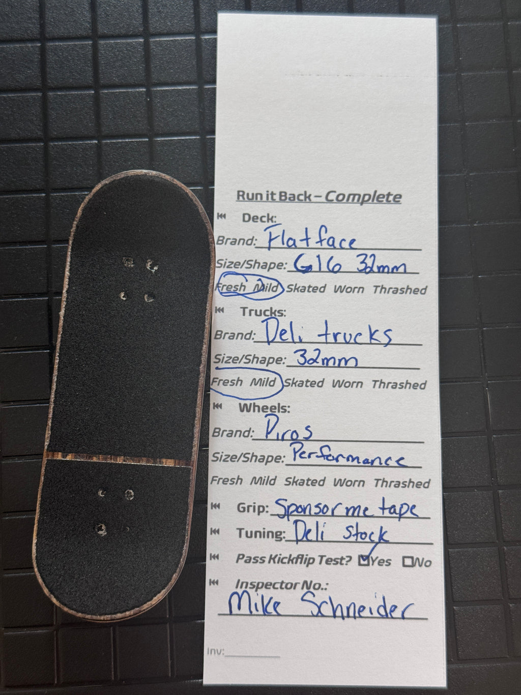Inspection card
