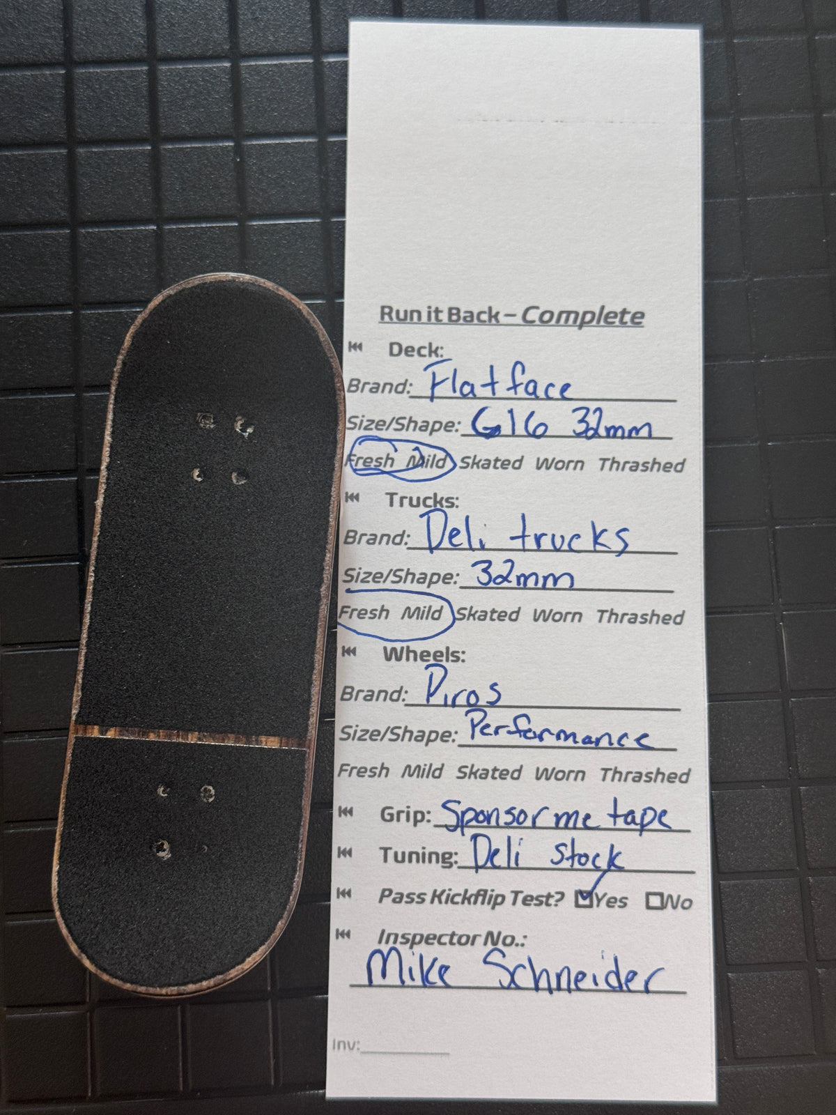 Inspection card