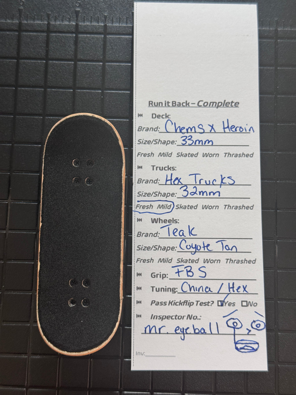 Inspection card