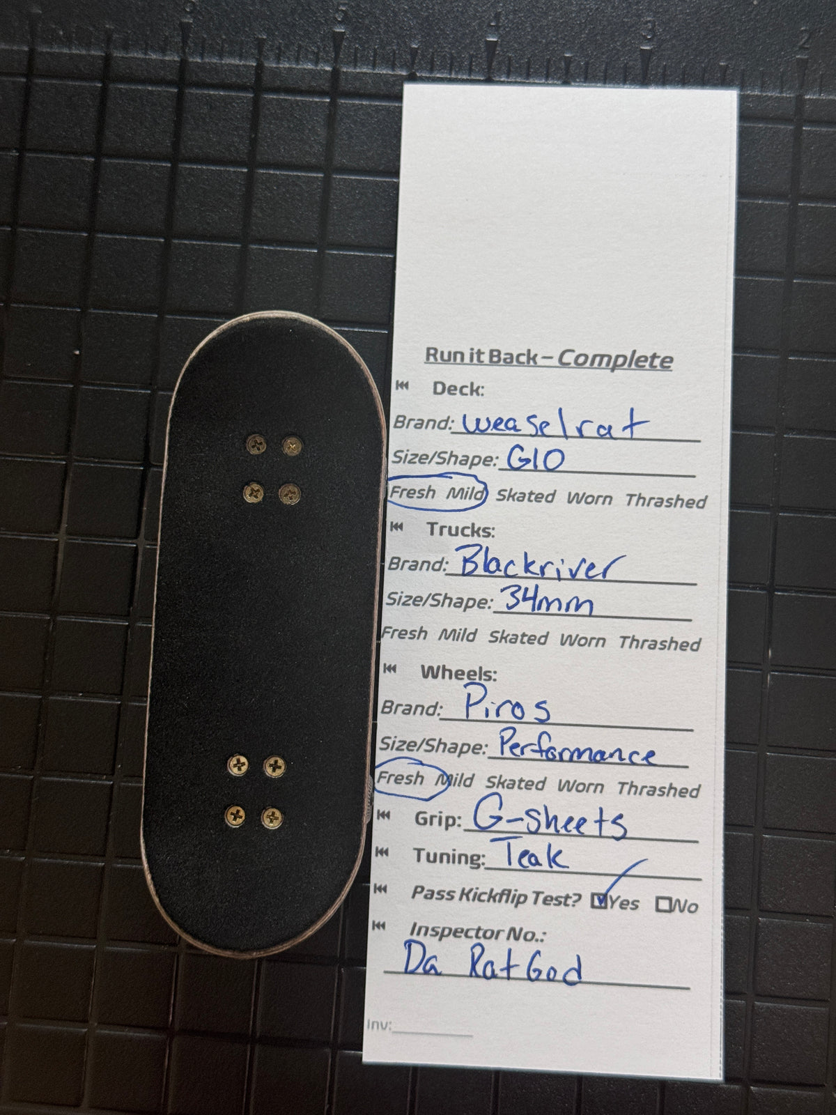 Inspection card