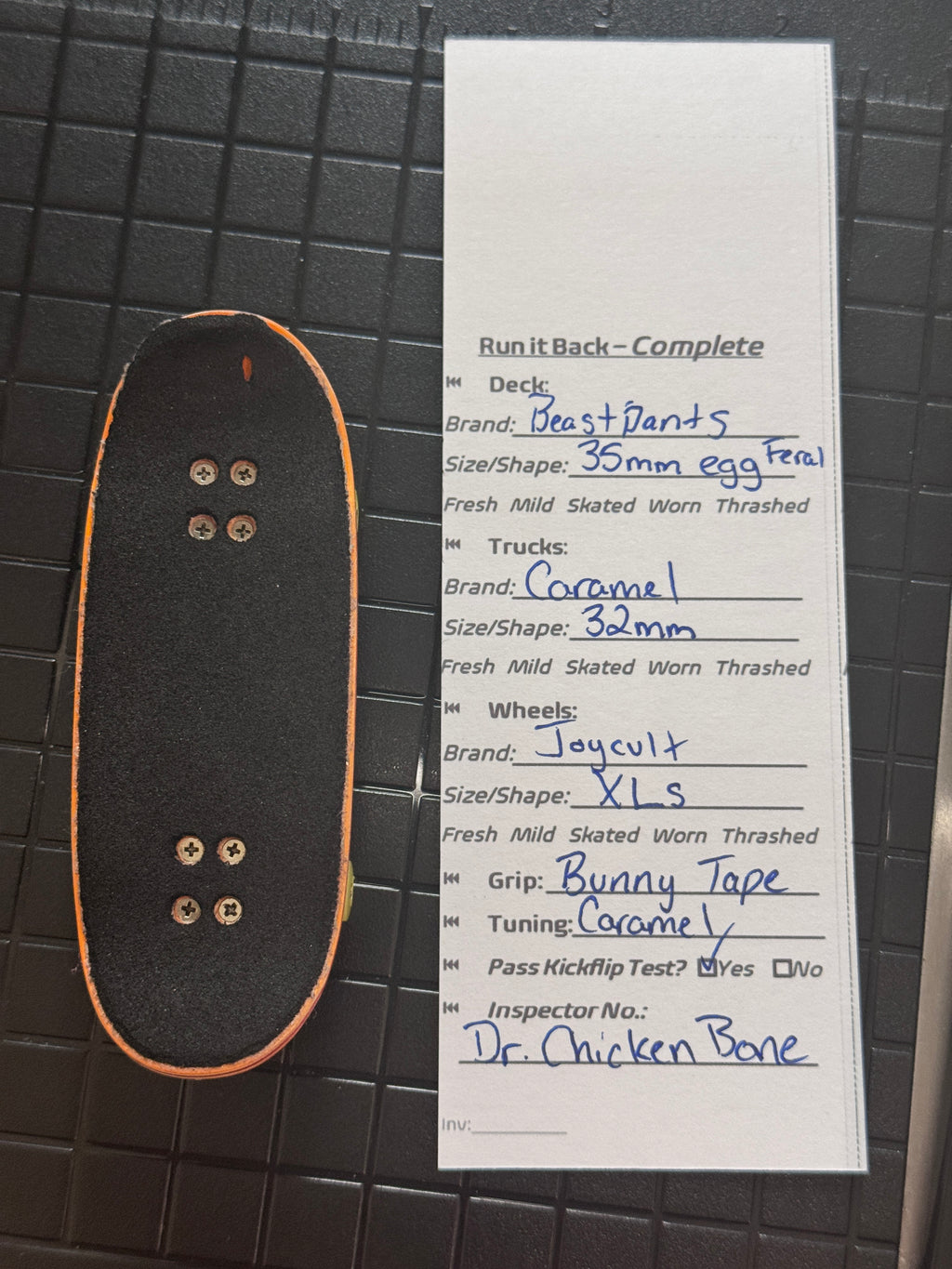 Inspection card