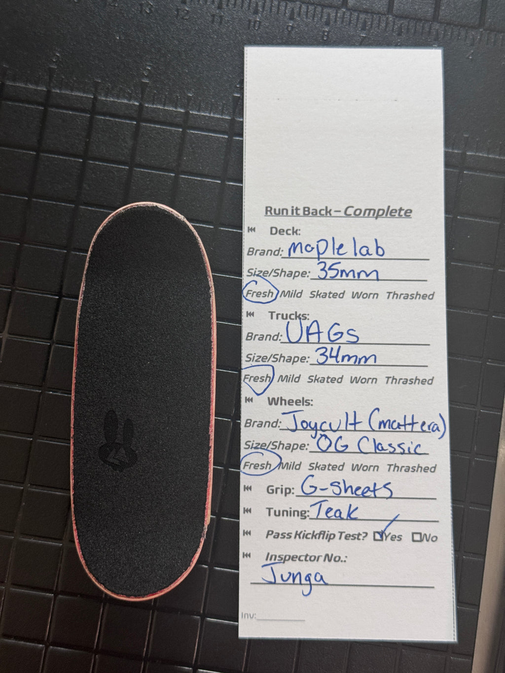 Inspection card