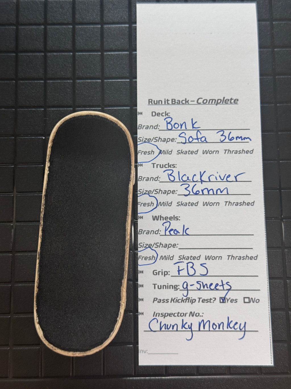 Inspection card