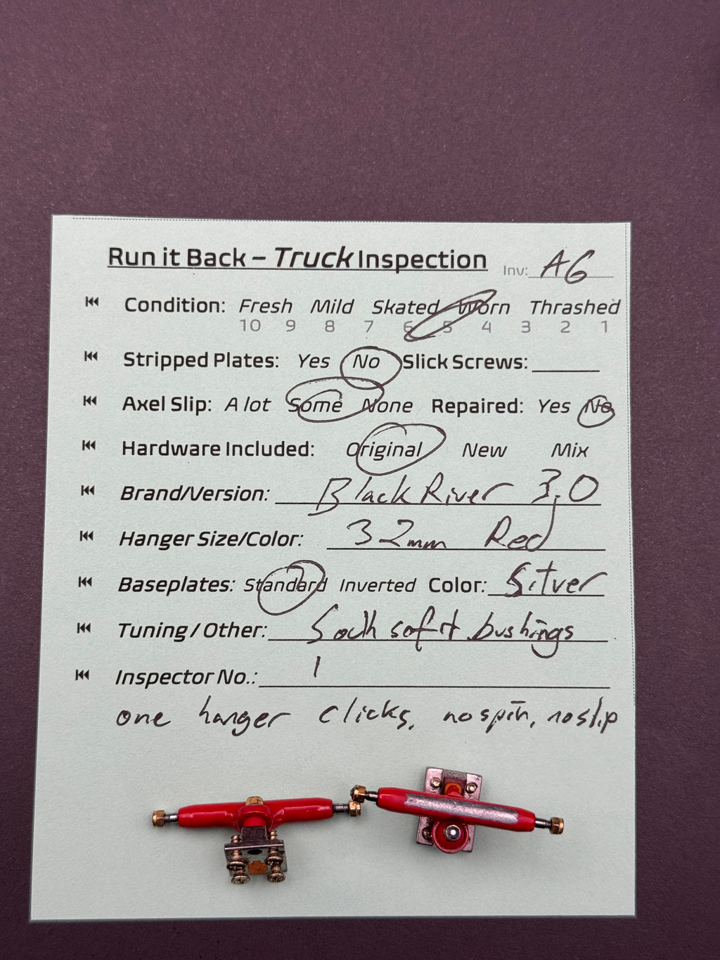 BlackRiver 3.0 32mm Red on Silver w/ Southsoft - Skated (A6)