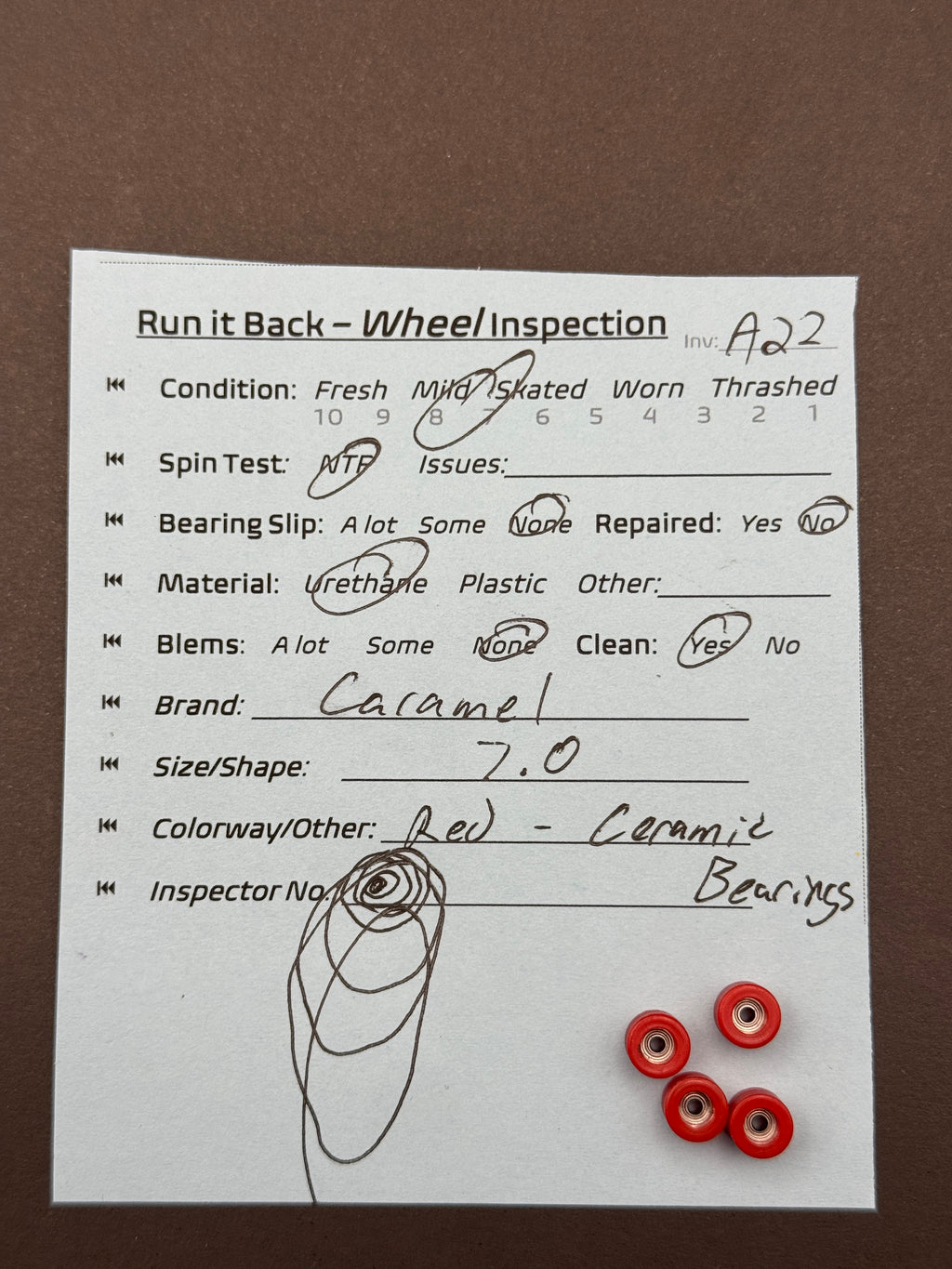 Caramel 7.0 Red (Ceramic Bearings) - Skated (A22)