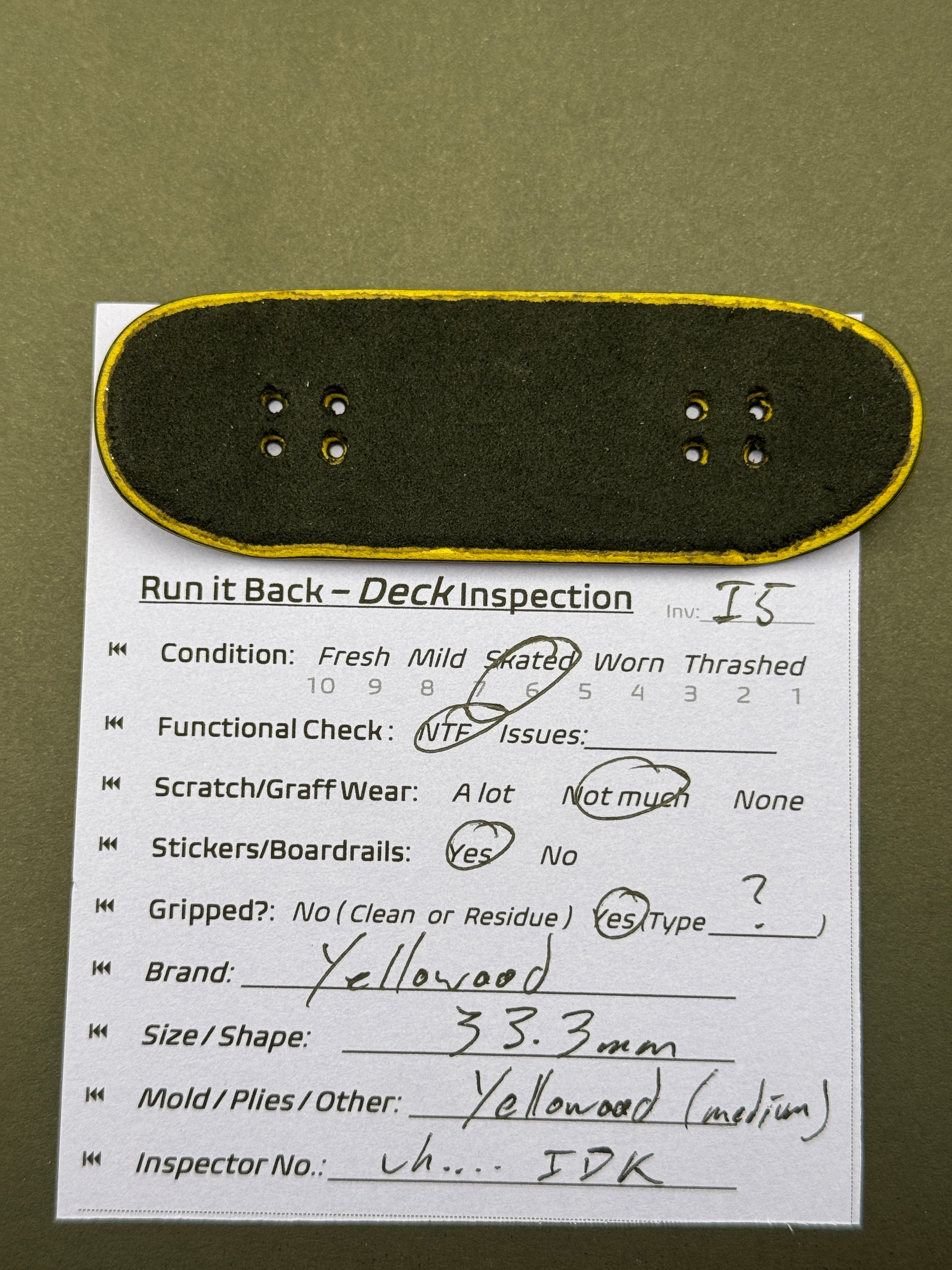 Yellowood 33.3mm Deck - Skated