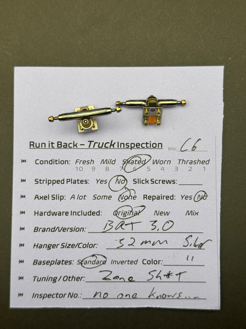 BRT 3.0 32mm Silver w/ Zanesh*ts - Skated