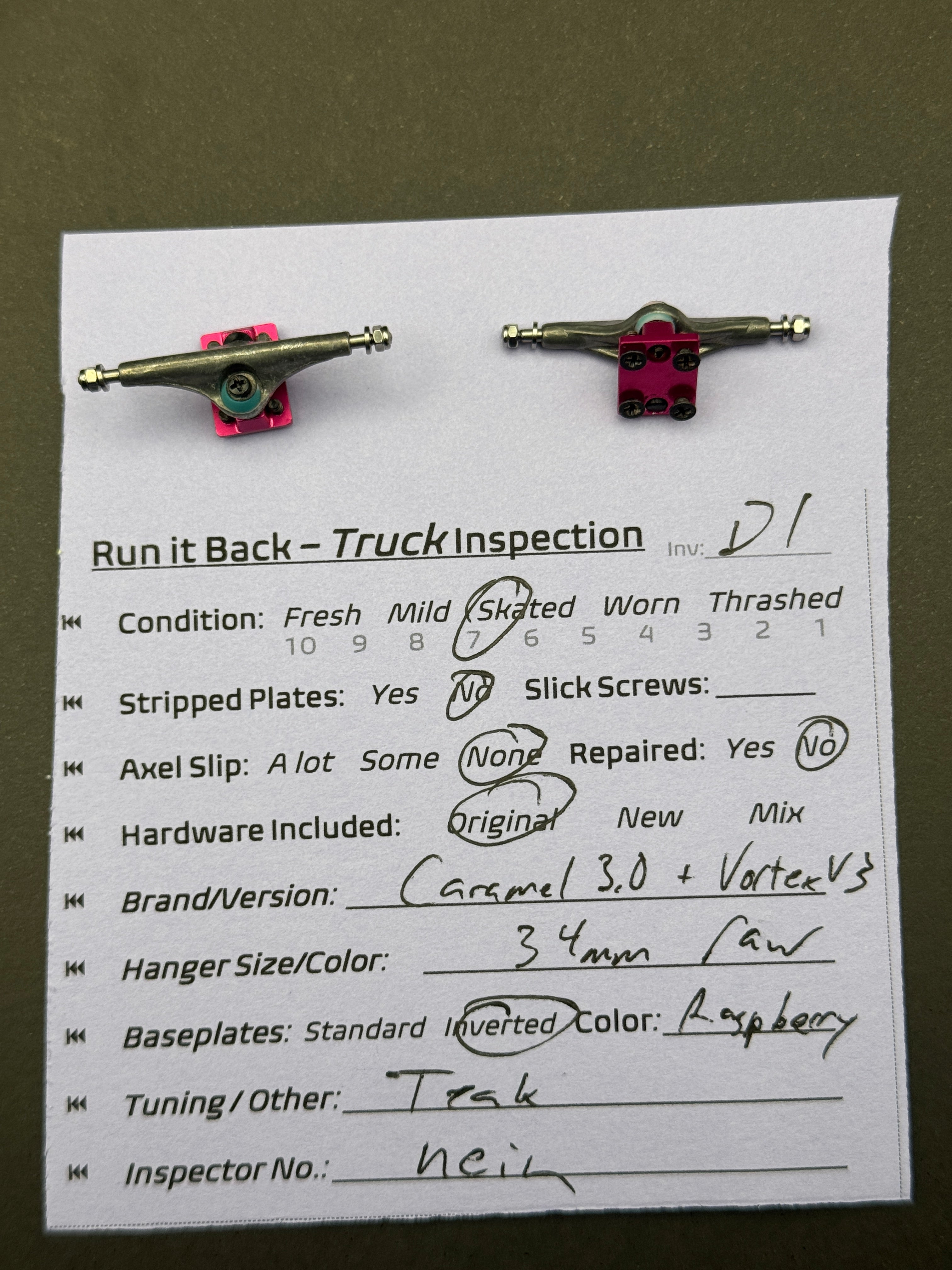 Caramel 3.0 + Vortex V3 34mm Raw/Raspberry - Skated