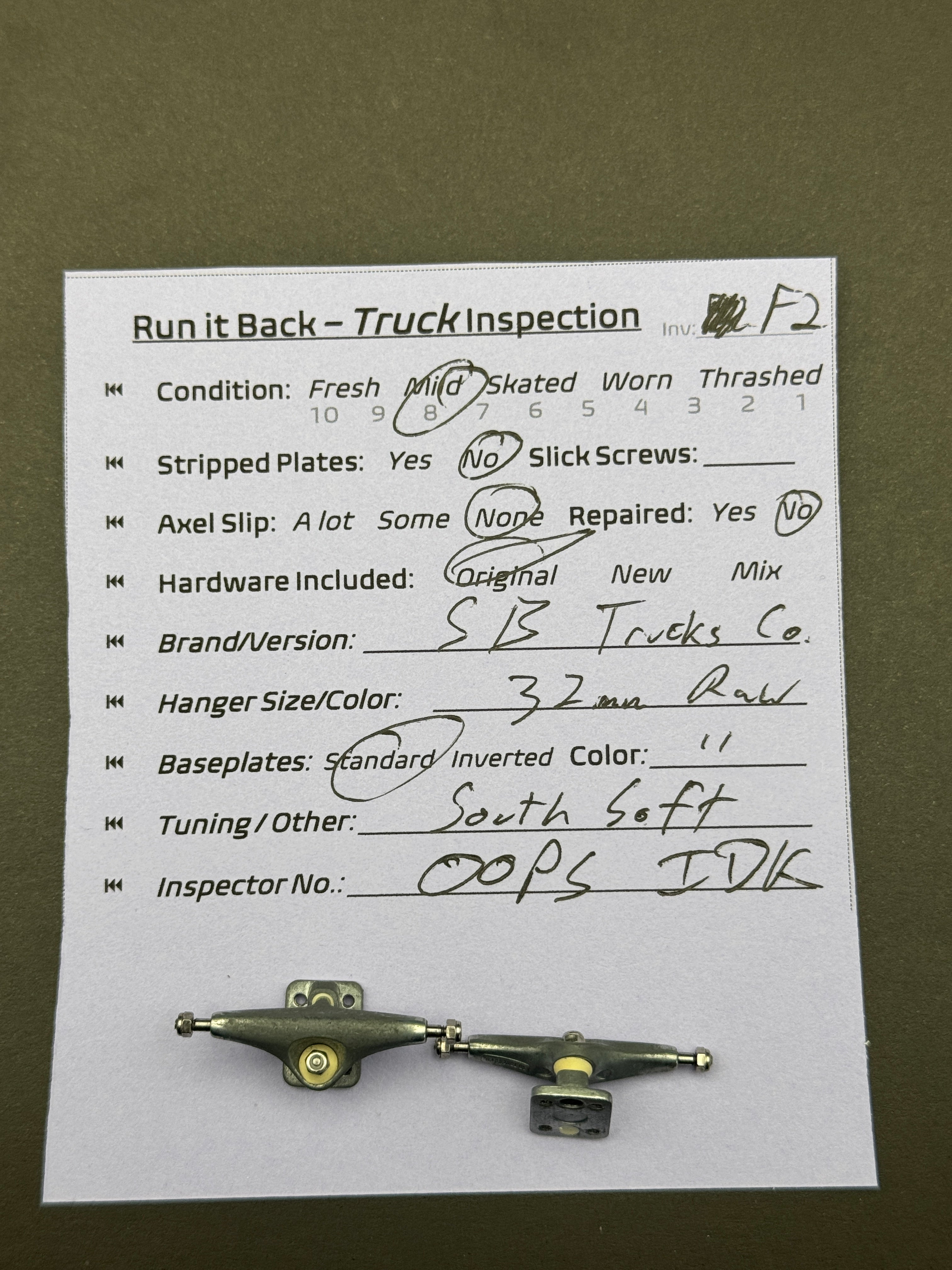 SB Trucks Co. 32mm Raw - Mild