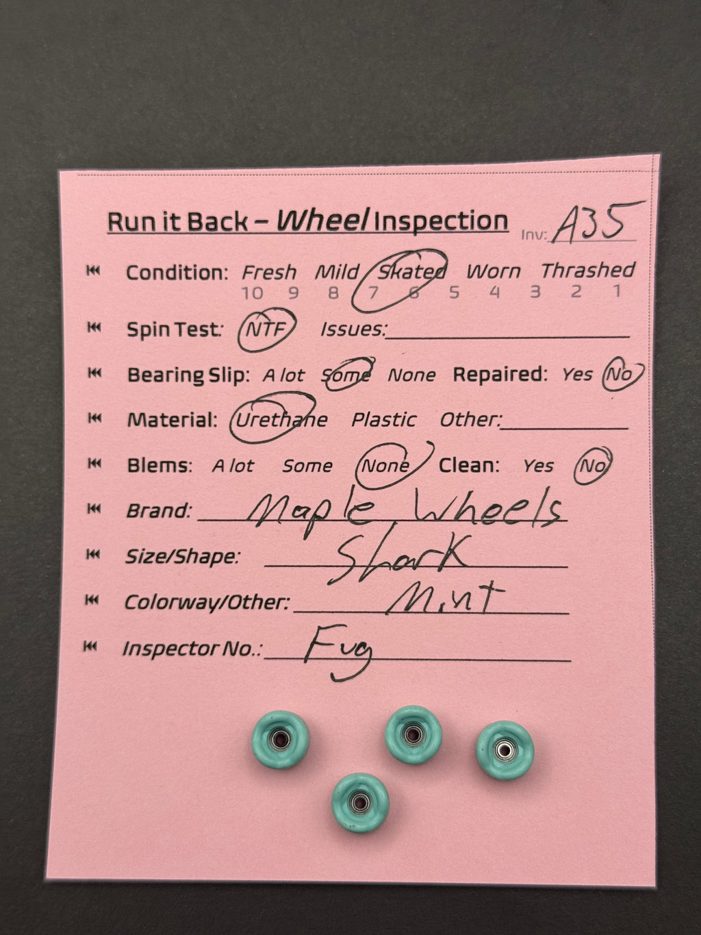Maple Wheels Shark Mint - Skated